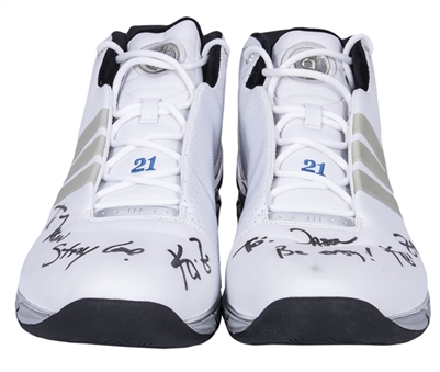2004 Kevin Garnett Game Used & Signed Pair of Adidas adiPRENE Sneakers - Both Signed (MEARS & Beckett)